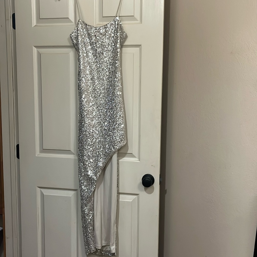 Silver prom dress size ex